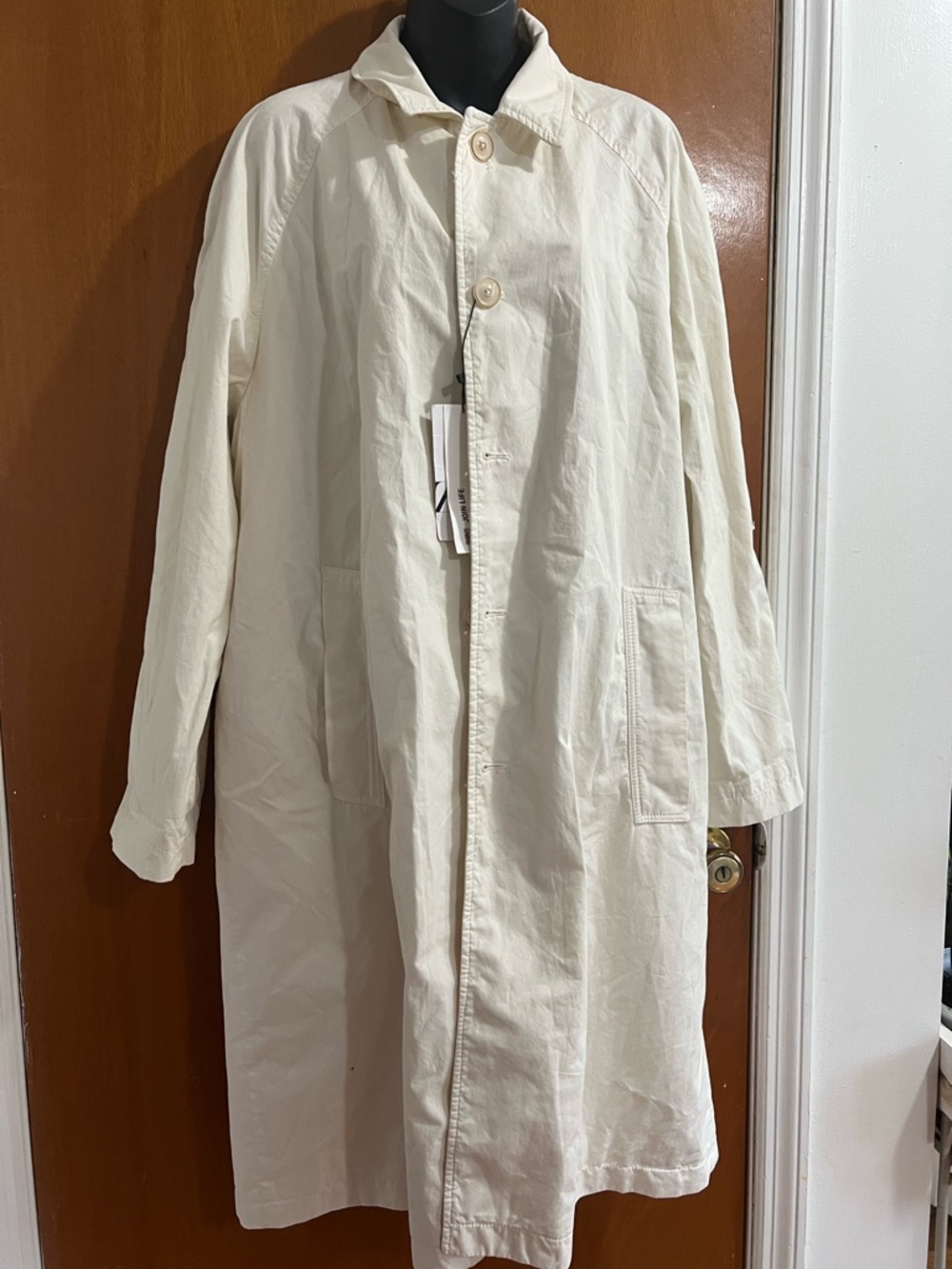 Zara Cream Button-Front Trench Coat